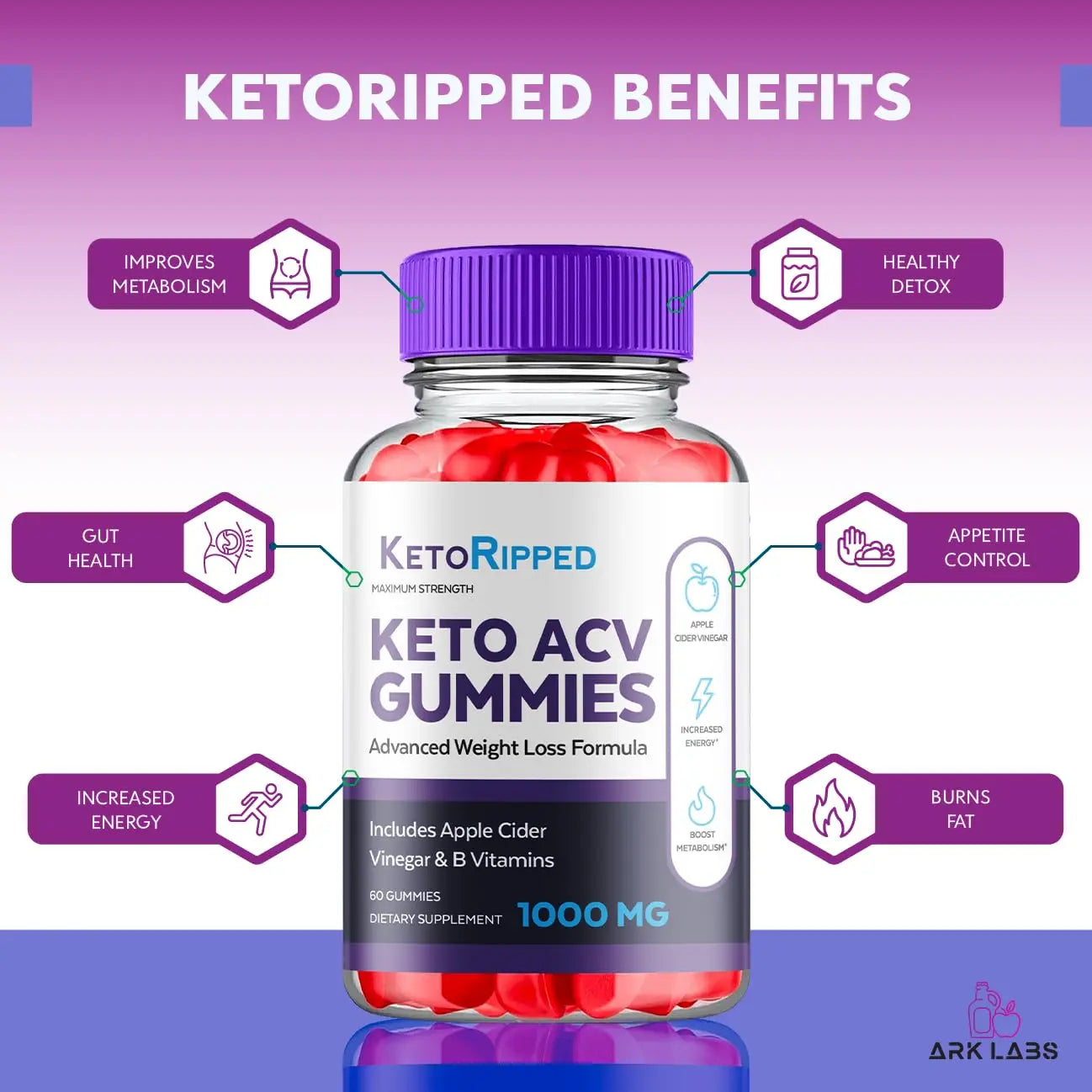 (5 Pack) Keto Ripped ACV Gummies, Keto Ripped ACV Gummies Advanced Weight Loss 1000MG Ark Labs Au supplements