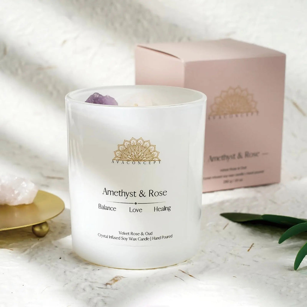 Ava Concept Scented Crystal Candle 10 oz jar Candle (Velvet Rose & Oud) ava concept Au supplements