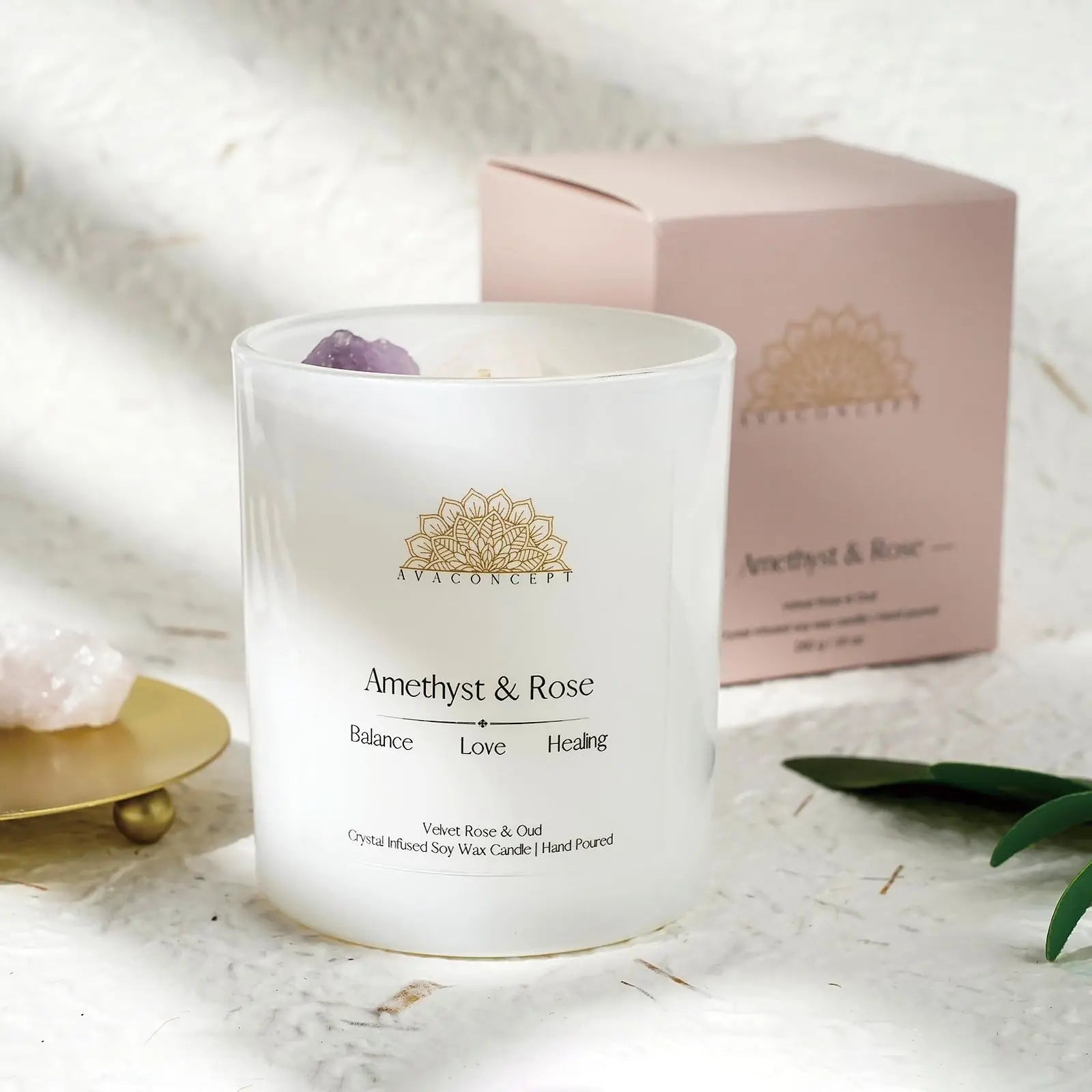 Ava Concept Scented Crystal Candle 10 oz jar Candle (Velvet Rose & Oud) ava concept Au supplements