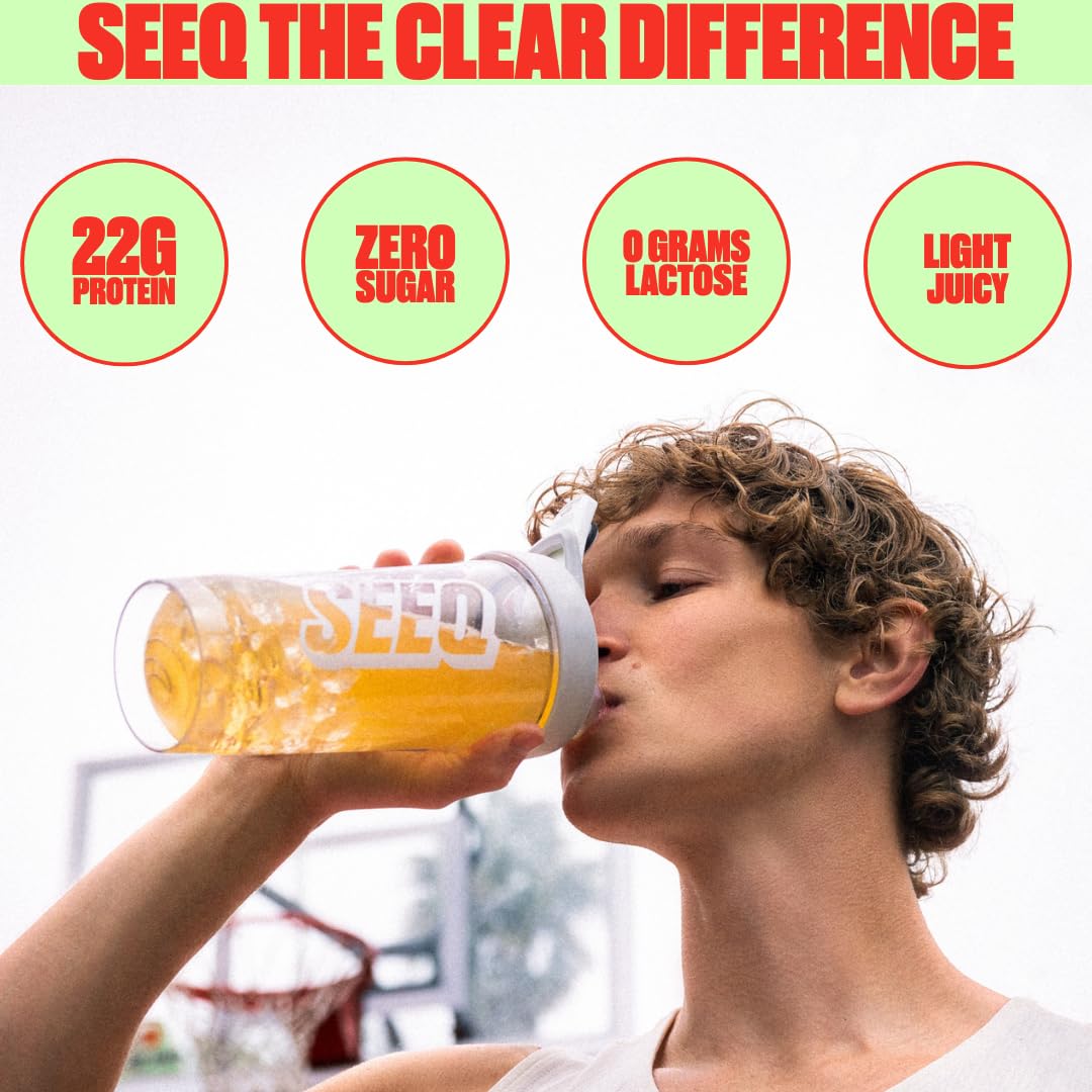SEEQ Clear Protein Powder - Watermelon Wave - 22 Servings - 22g Clear Whey Protein Isolate - Zero Sugar - 0g Lactose - Allergen Friendly - GLP1 Support - Bone Health