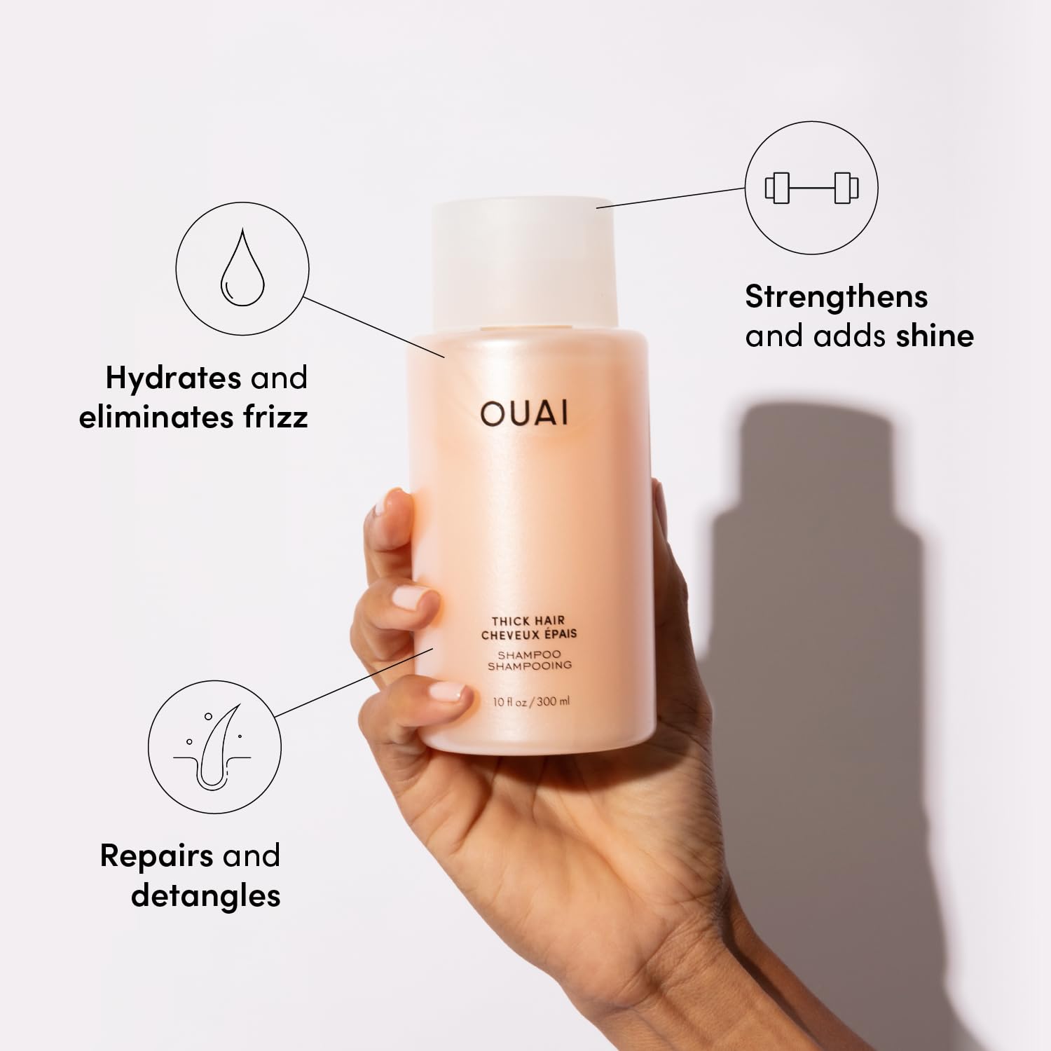 OUAI Thick Hair Shampoo and Conditioner Set - Sulfate Free Shampoo and Conditioner for Thick Hair Care - Moisturizes, Strengthens & Fights Frizz - Made with Keratin & Shea Butter (10 Fl Oz) OUAI Au supplements