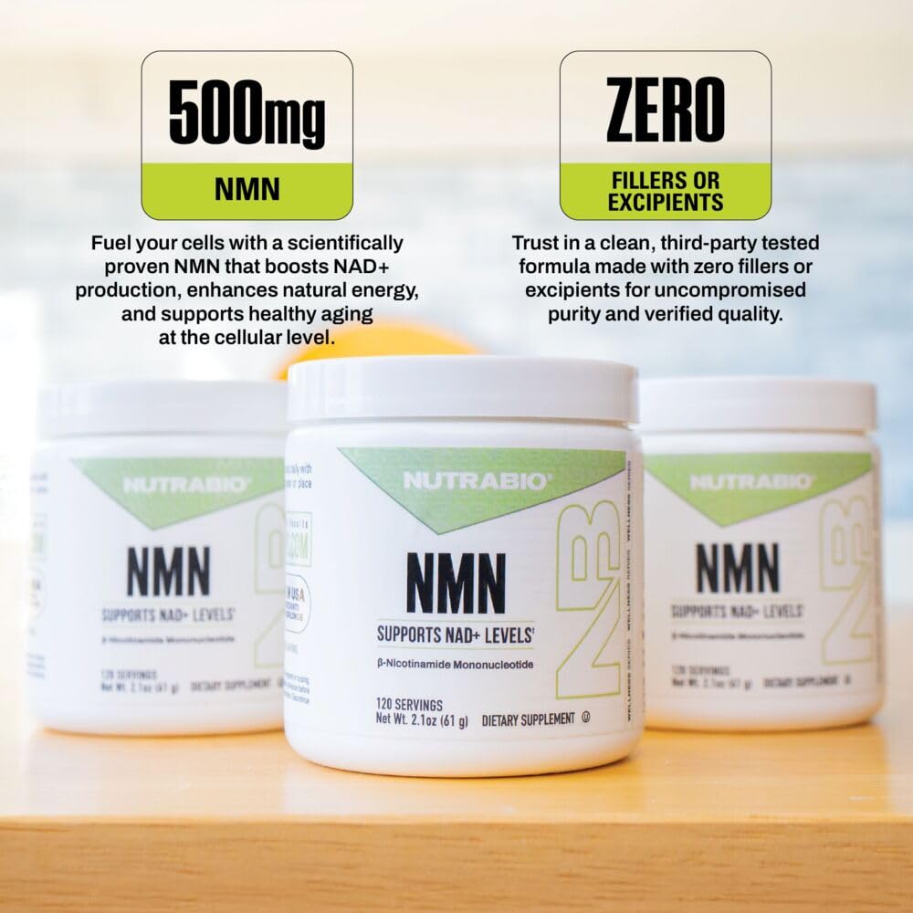 NutraBio NMN - NAD Supplement, Longevity Support, Boost NAD Levels, Increase Cellular Energy, Brain Health, Healthy Aging- 120 Servings NutraBio Au supplements