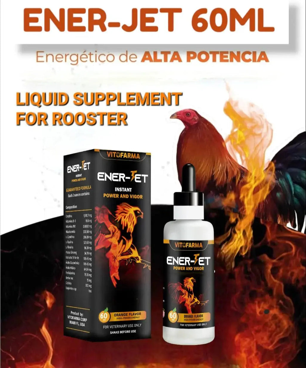 VITOFARMA Ener-Jet Energy Booster for Rooster Natural Multivitamin - Liquid 60 ml VITOFARMA Au supplements
