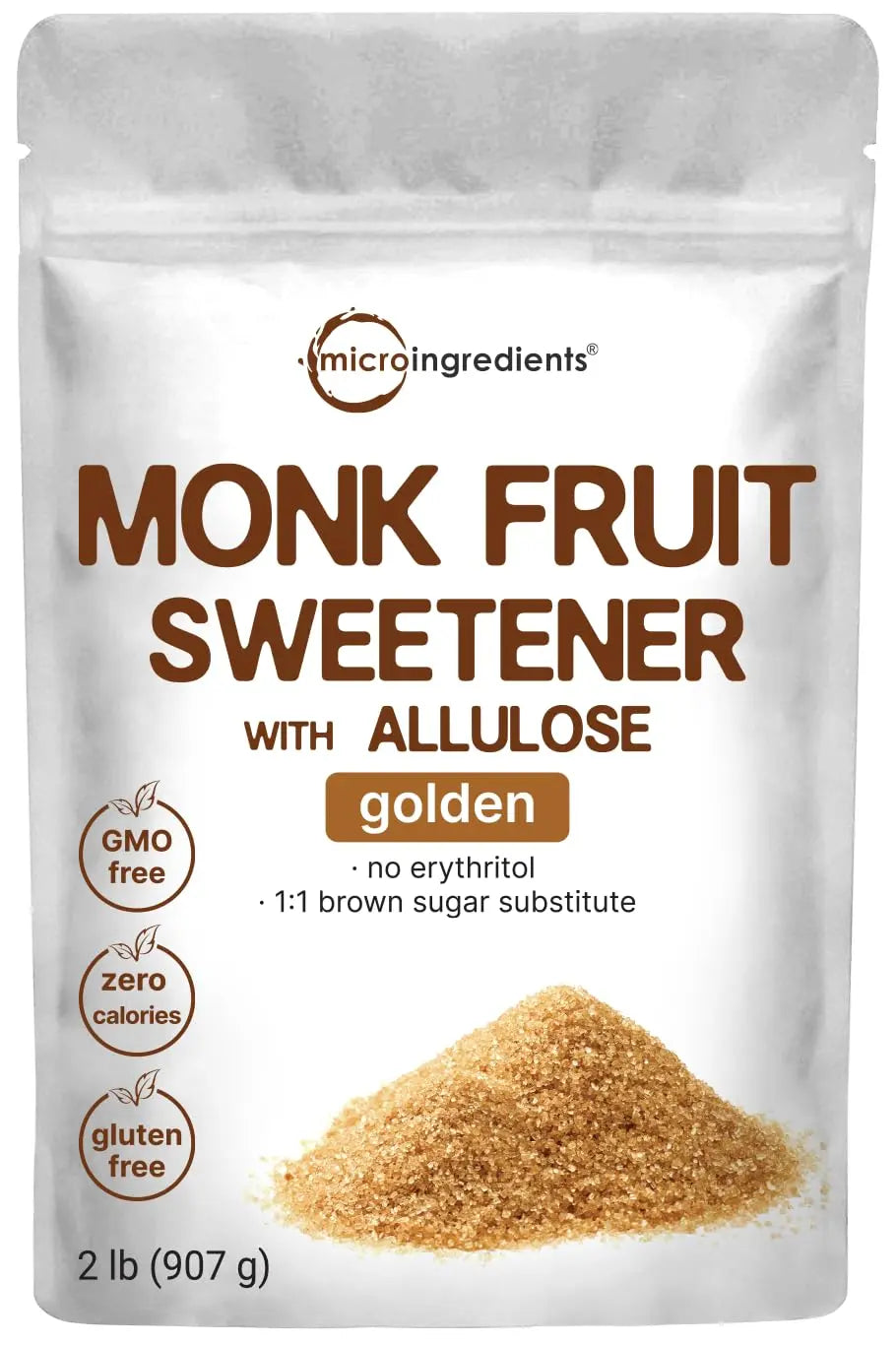 Golden Monk Fruit Sweetener with Allulose, 2 lbs | No Erythritol, No Aftertaste Micro Ingredients Au supplements