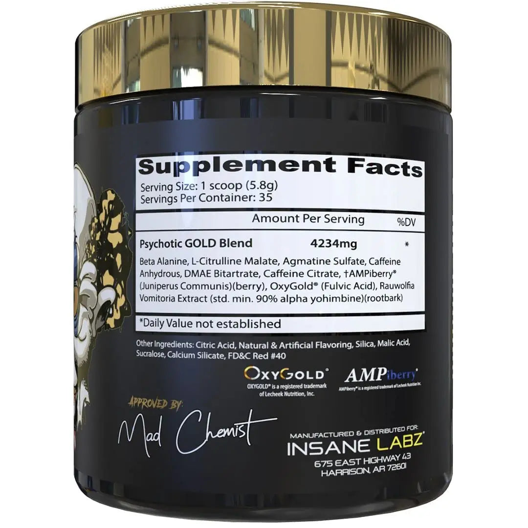 Insane Labz Psychotic Gold and Insane Veinz Gold Pre Workout Nitric Oxide Booster Stack Insane Labz Au supplements