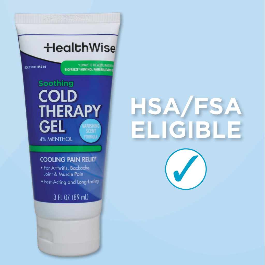 HealthWise Soothing Cold Therapy Gel | 4% Menthol | Vanishing Scent | 3.0 Oz | Arthritis Pain Relief | Topical Analgesic HealthWise Au supplements