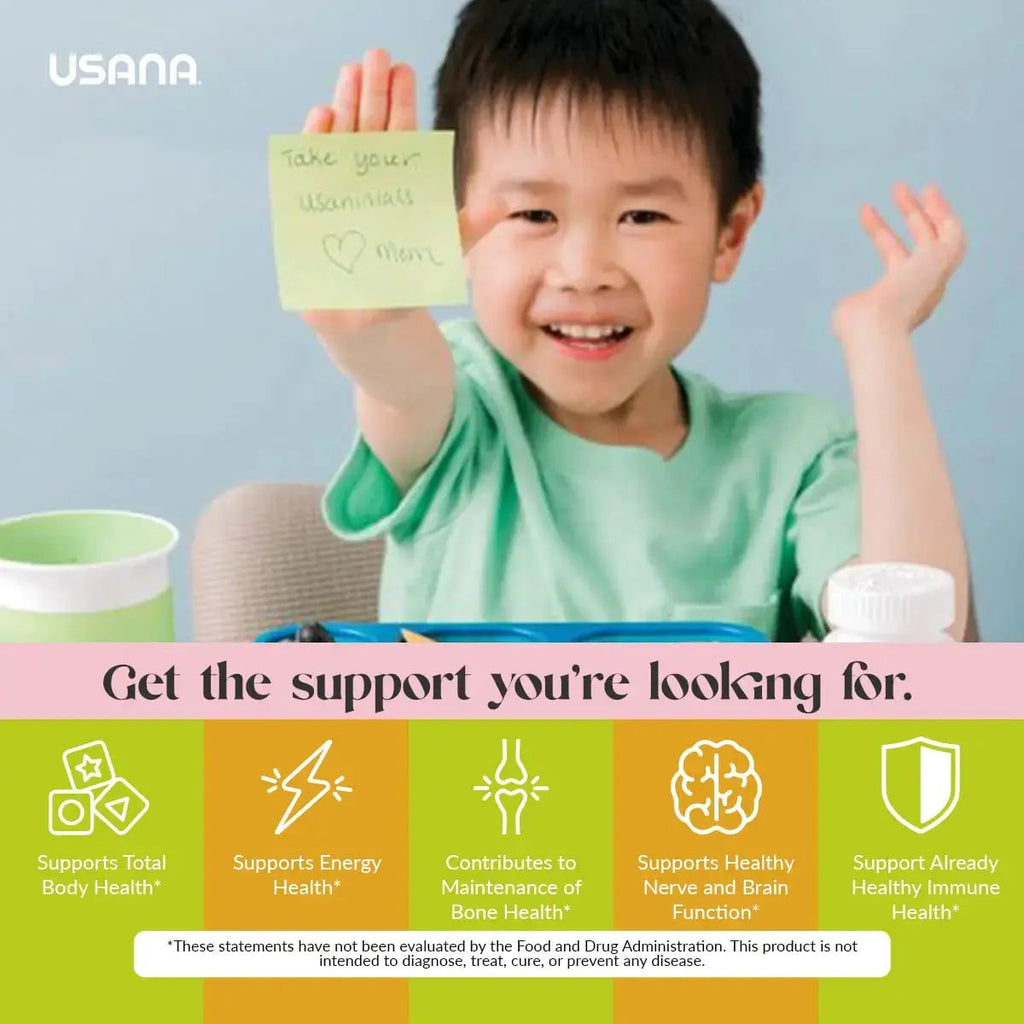 USANA Usanimals Multivitamin for Kids - Daily Chewable Tablets with Vitamins A, C, D, E, B6, B12, Zinc, Iron - Supports Immune, Bone & Brain Health USANA Au supplements