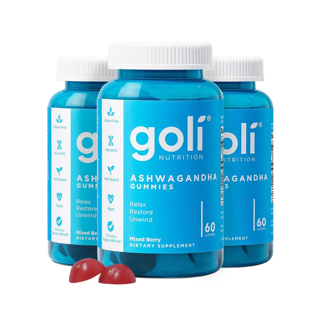 Goli Ashwagandha & Vitamin D Gummy - 180 Count - Mixed Berry, KSM-66, Vegan Goli Au supplements
