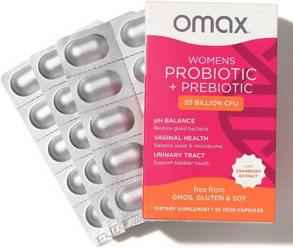2 Pack Omax Prebiotics & Probiotics for Women, pH Balance, Vaginal Health, Urinary Tract, Yeast Omax3 Au supplements