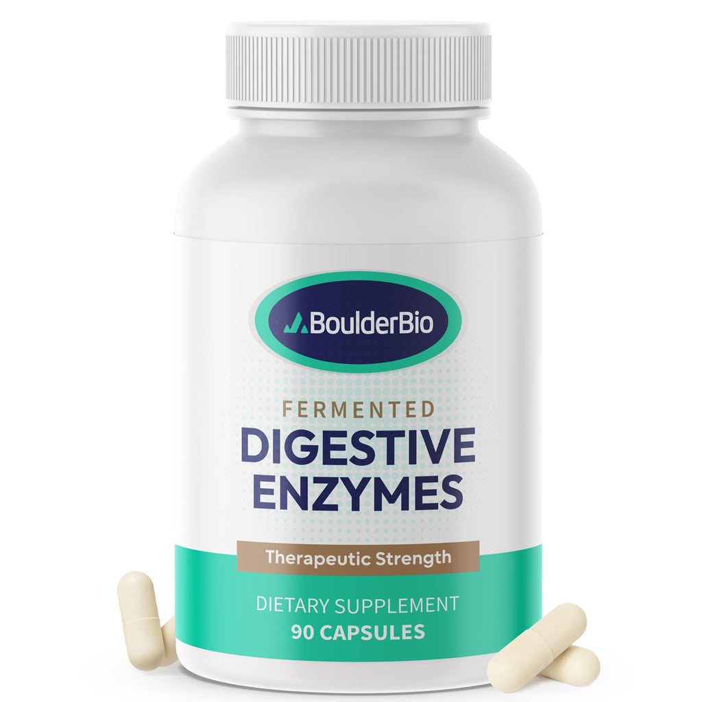Boulder Bio Digestive Enzymes | 40,000 USP Lipase - Prescription Strength Pancreatic Enzyme Replacement Formula for Fat Digestion, Gut Health & Nutrient Absorption