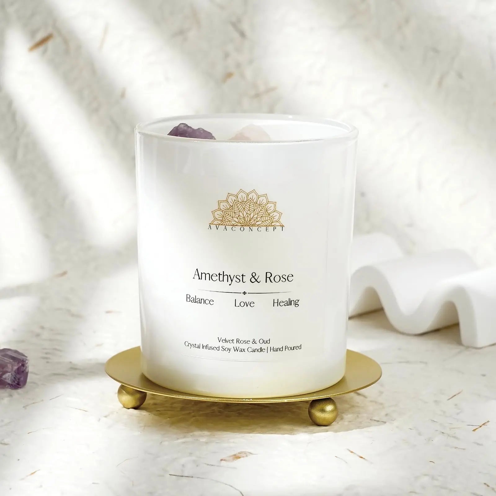 Ava Concept Scented Crystal Candle 10 oz jar Candle (Velvet Rose & Oud) ava concept Au supplements