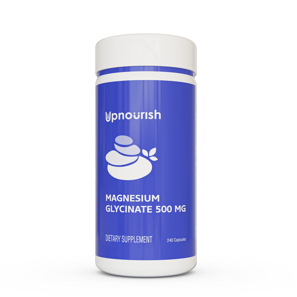 UpNourish Magnesium Glycinate Chelate 500mg Capsules - Highly Absorbable Chelated Magnesium - Pure Magnesium Supplemen
