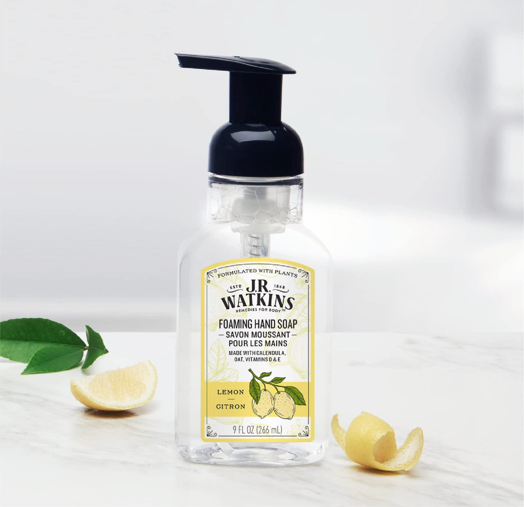 J.R. Watkins Foaming Hand Soap with Pump Dispenser, Moisturizing Foam Hand Wash, Alcohol-Free, Cruelty-Free, Citron, 9 fl oz, 3 Pack