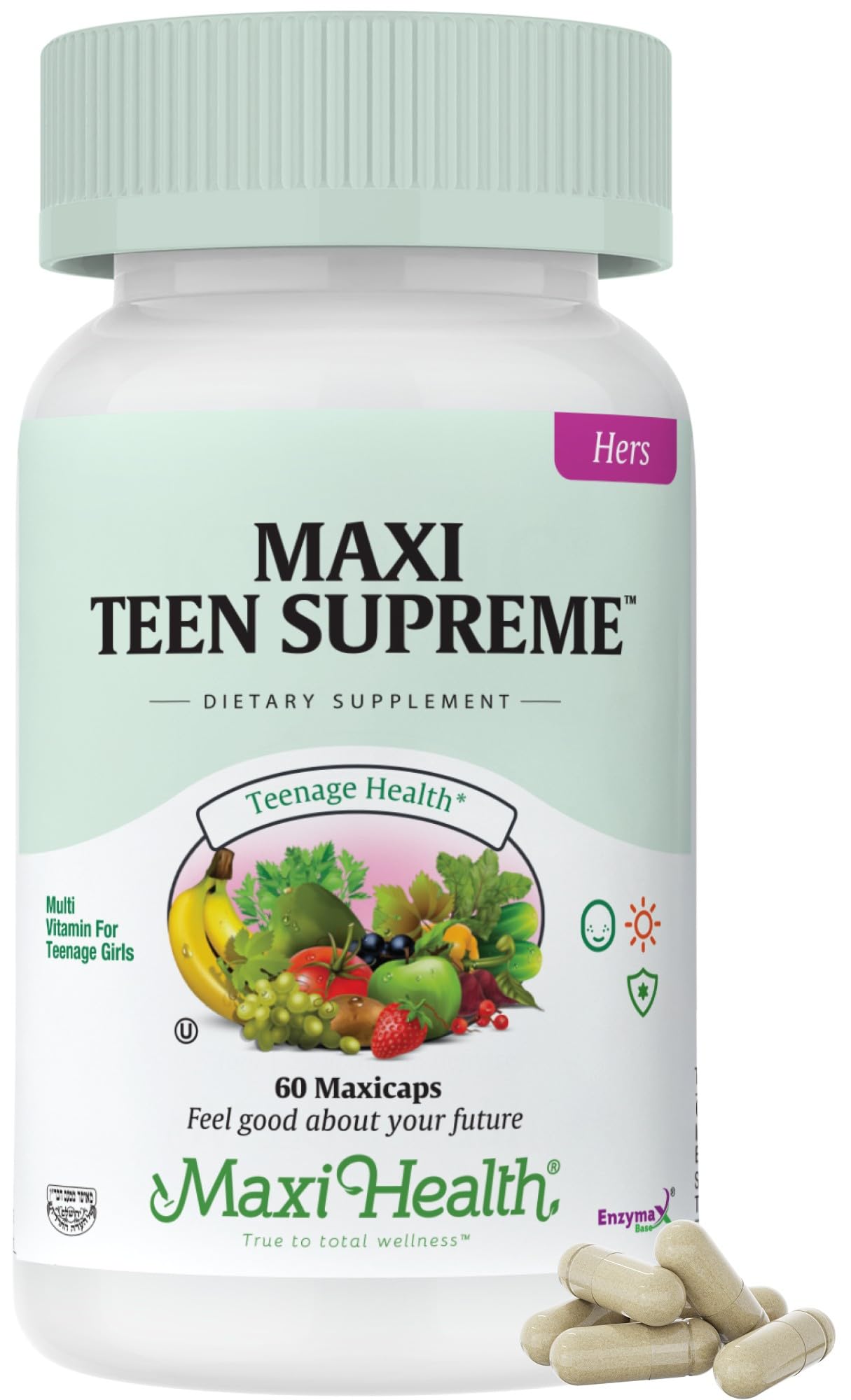 Teen Vitamins for Girls 12-17 - Teen Multivitamin Supreme with D3, Iron, Calcium, Biotin, Digestive Enzymes – Teenager Girl Multi Vitamins for Energy,