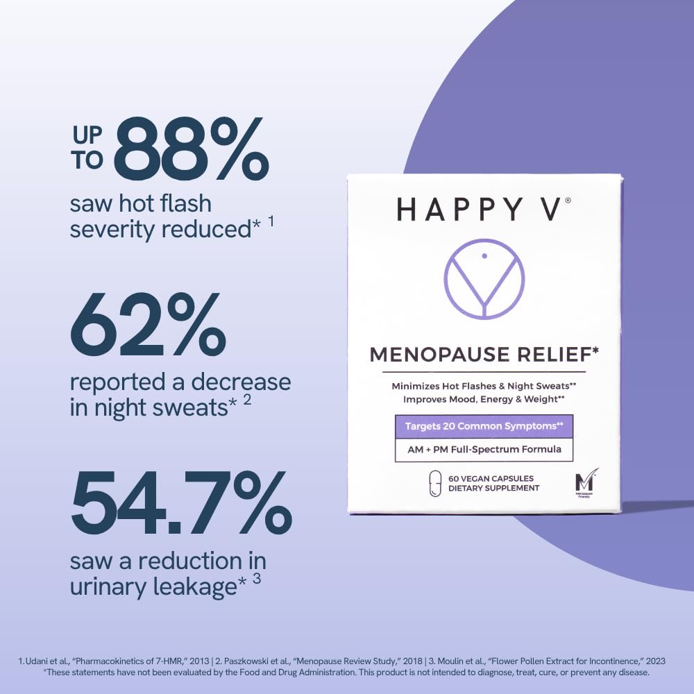 Happy V Menopause Relief Supplement for Women – Hormone Balance, Hot Flash & Night Sweat Support, Mood & Energy Booster, Vaginal Wellness, Perimenopause & Postmenopause Support – 60 Vegan Capsules Happy V Au supplements