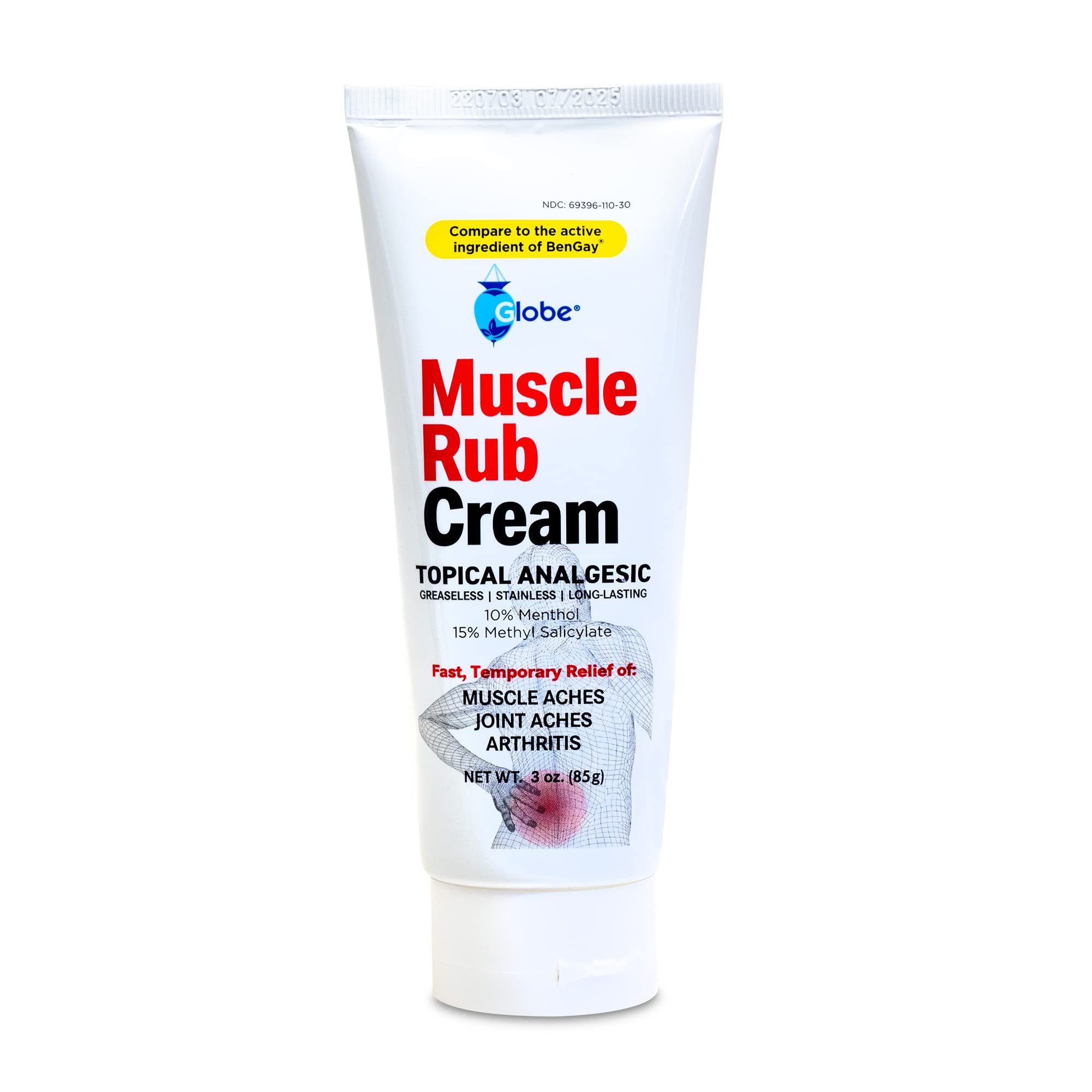 (3 Pack) Globe Ultra Strength Greaseless Muscle Rub Cream (3 oz). Compare to The Active Ingredients of Greaseless Bengay, 10% Menthol & 15% Methyl Salicylate (3 Pack) Globe Au supplements