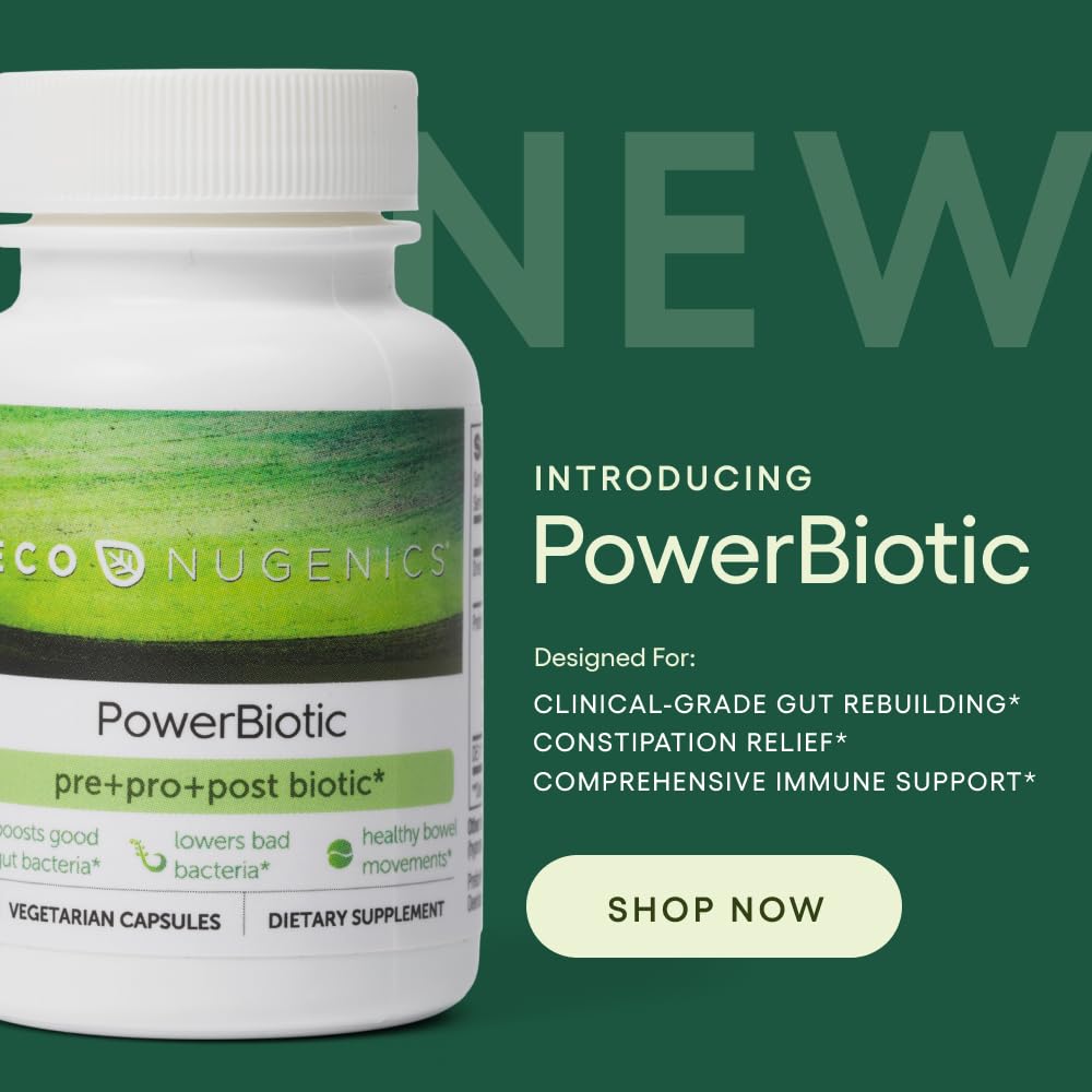 EcoNugenics PowerBiotic: Prebiotic, Probiotic & Postbiotic for Men & Women – 30 Capsules (1 Daily) – Supports Digestive Health, Gut Cleanse, Constipation Relief, Immune Function EcoNugenics Au supplements