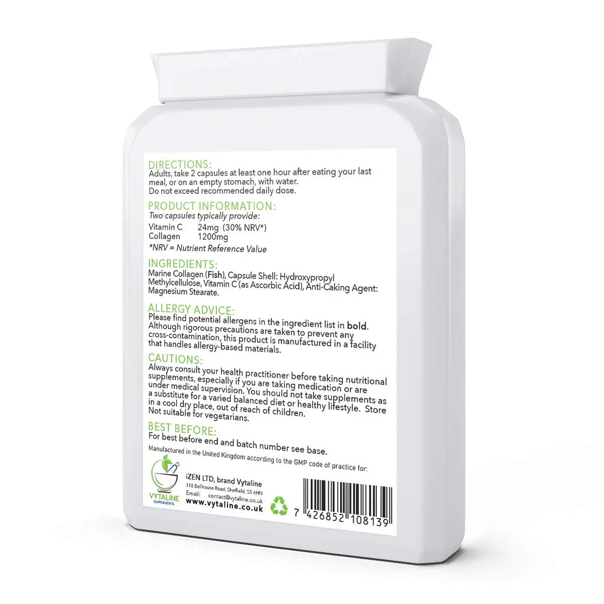 Marine Collagen Supplement for Women with Vitamin C - High Strength 600mg of Pure Hyaluronic VYTALINE Au supplements