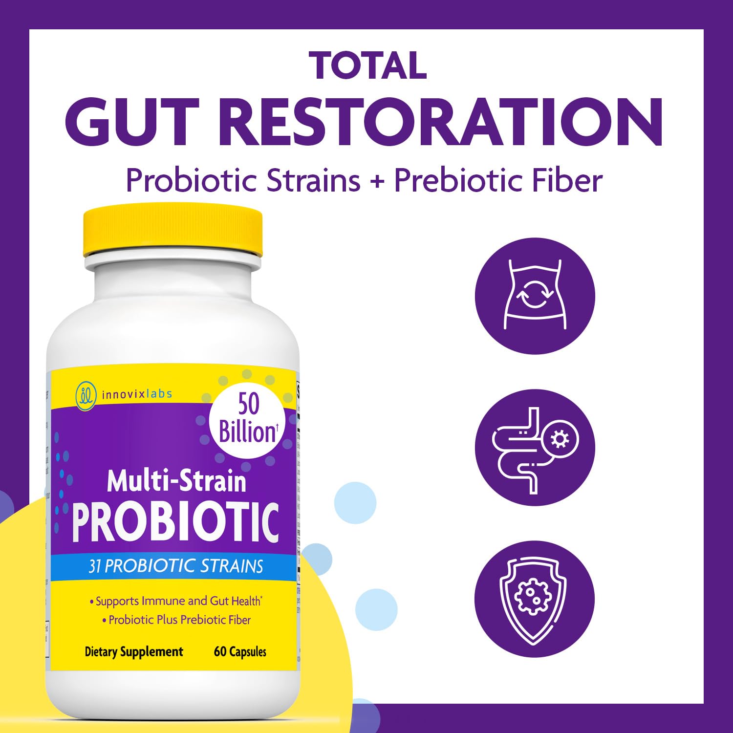 InnovixLabs Multi Strain Probiotics for Women & Men - Probiotic Supplement - 50 Billion CFU - Gut Health, Immune Support, Digestion, Lactobacillus Acidophilus, Prebiotics and Probiotics, 60 Capsules InnovixLabs Au supplements