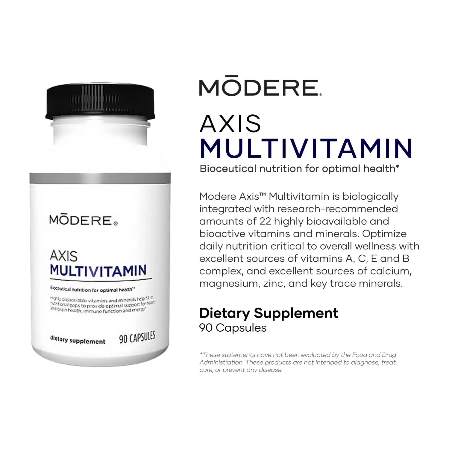 Modere Axis Multivitamin Supplement - Daily Essential Vitamins & Minerals for Overall Health and Wellness Support for Adults Immune - 90 Capsules Modere Au supplements