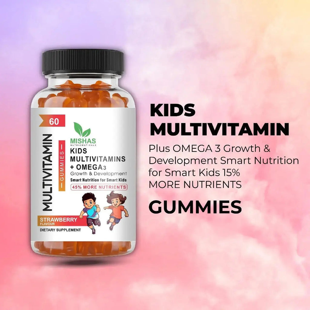 Mishas Nutraceuticals Kids Multivitamin Gummies with Omega 3 Fish Oil (EPA/DHA), Vitamin D3, C, B12, B6, Vitamin A, K & Zinc Immune Support Mishas Au supplements