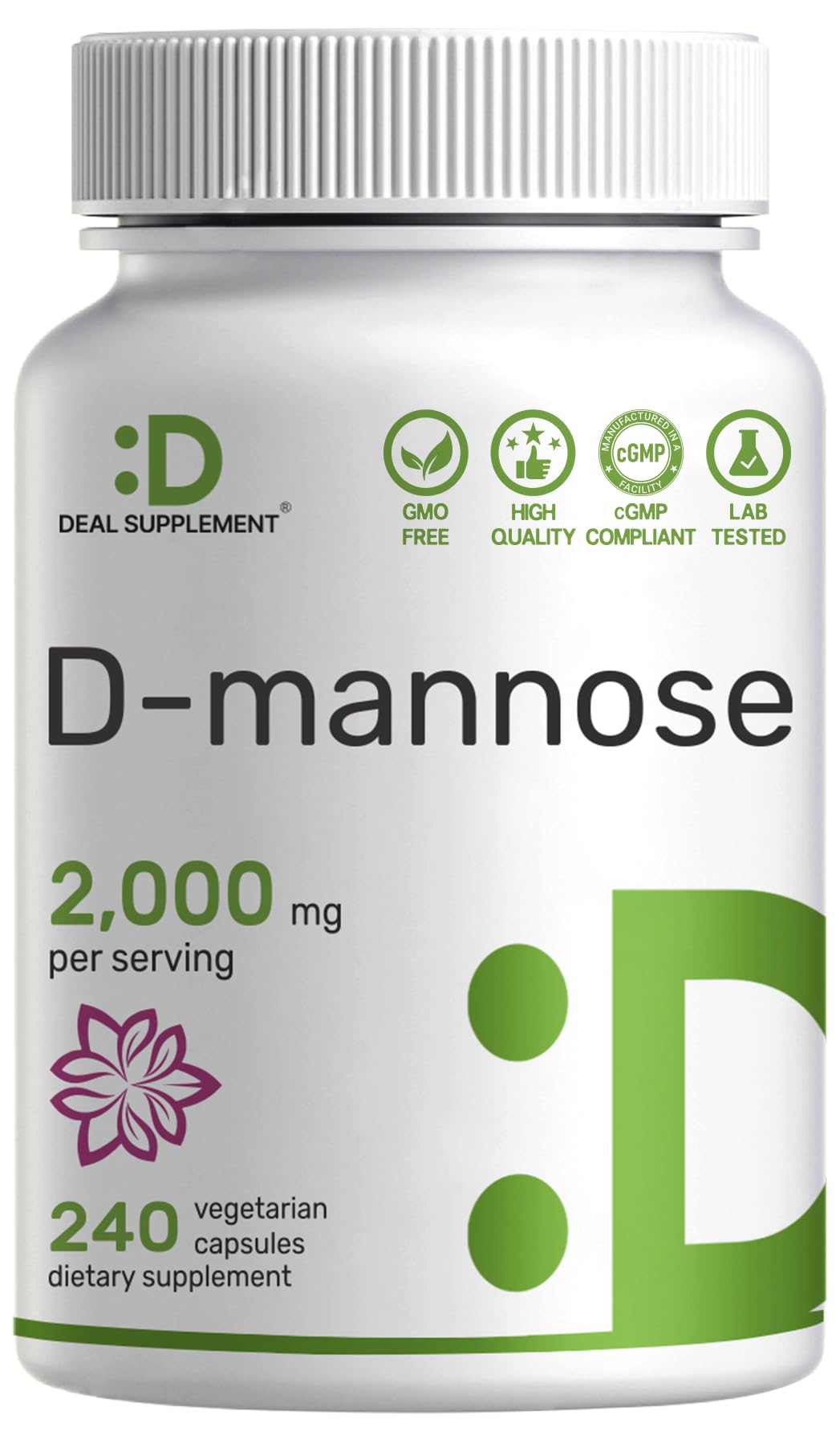 DEAL SUPPLEMENT D Mannose 500mg Capsules (2,000mg Per Serving), 240 Veggie Pills – Fast Acting Water-Soluble Form – Extra Strength Urinary Tract (UTI) Health Support – Non-GMO, Vegan Friendly DEAL SUPPLEMENT Au supplements
