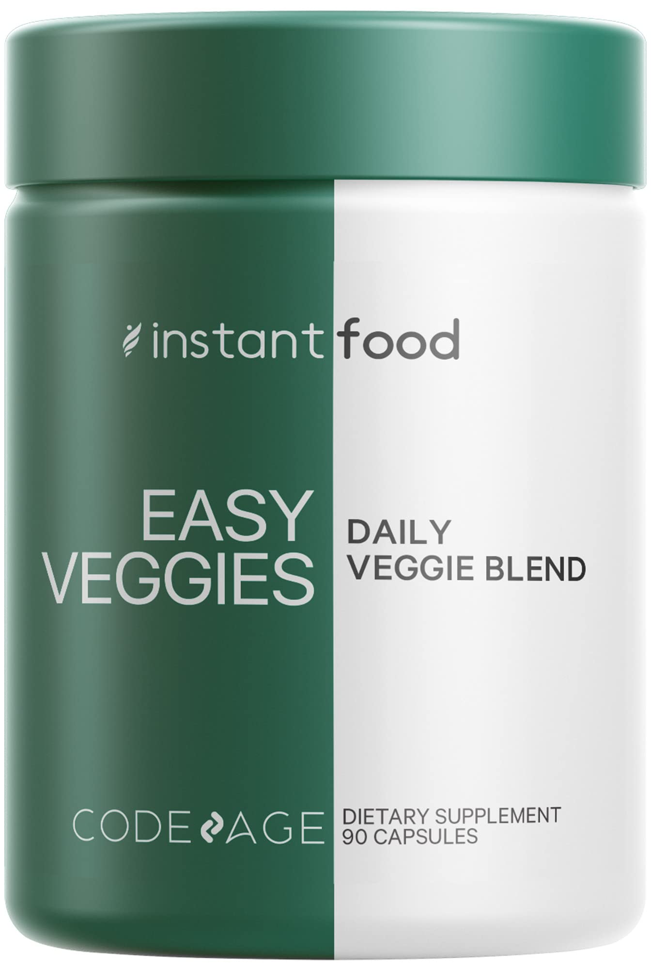 Codeage Instantfood Easy Veggies, Over 15 Vegetable Powders Equivalent All-in-One, Daily Vegan Blend, Whole Food Greens Vitamins Supplement Capsules, Phytonutrients Multivitamin, Non-GMO, 90 Capsules Codeage Au supplements