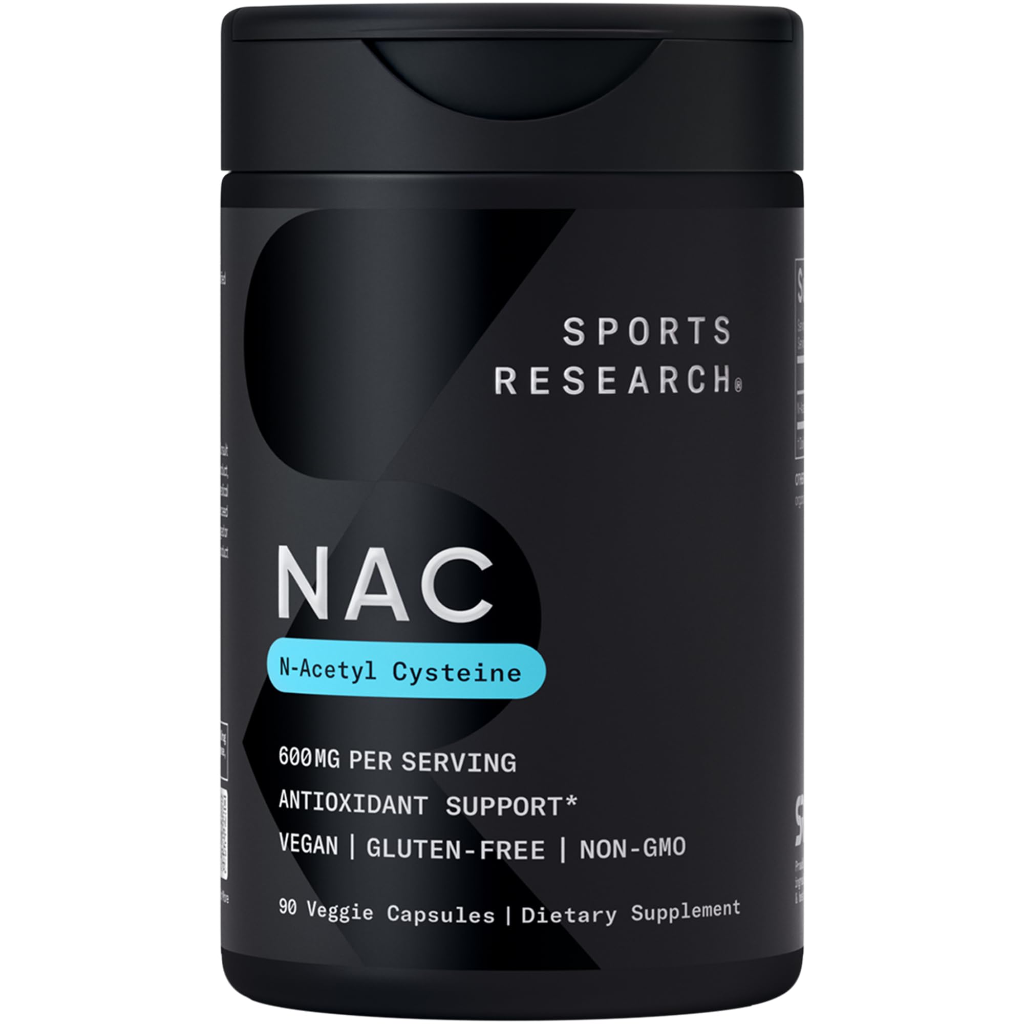 Sports Research Vegan NAC Supplement (N-Acetyl Cysteine) 600 mg - Supports Antioxidant Activity - NAC 600 mg - Non-GMO