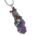 Nupuyai Wire Wrapped 7 Chakra Crystal Stone Pendant Necklace for Women Men, Handmade Faceted Nupuyai Au supplements