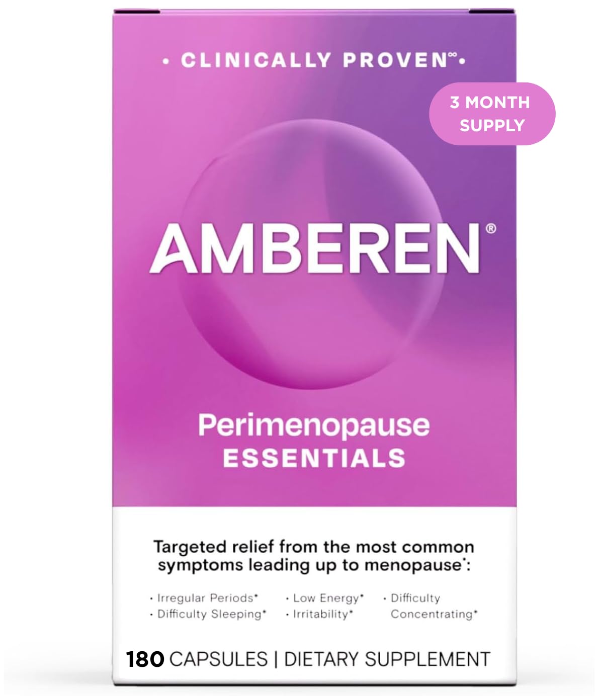 Amberen Perimenopause, Peri-Menopause Multi-Symptom Relief, Vitamin B, Vitamin E & Antioxidants Supplement, Helps Support Hormone Balance, Hot Flashes & Night Sweats, Supplements for Women, 180 Count Amberen Au supplements