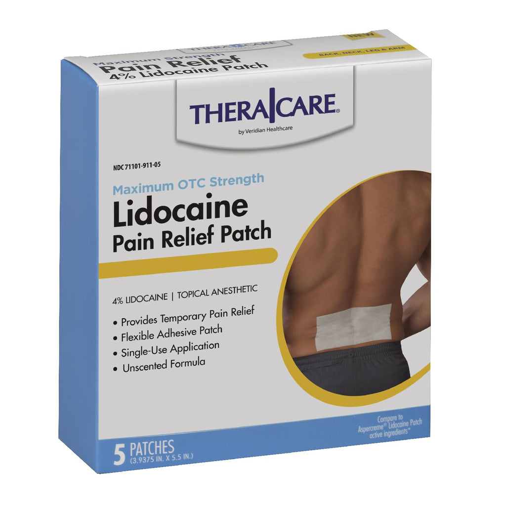 Thera|Care Pain Relief Patch | 4% Lidocaine Patch | 3.9” x 5.5” | 5-Count Box Thera Care Au supplements
