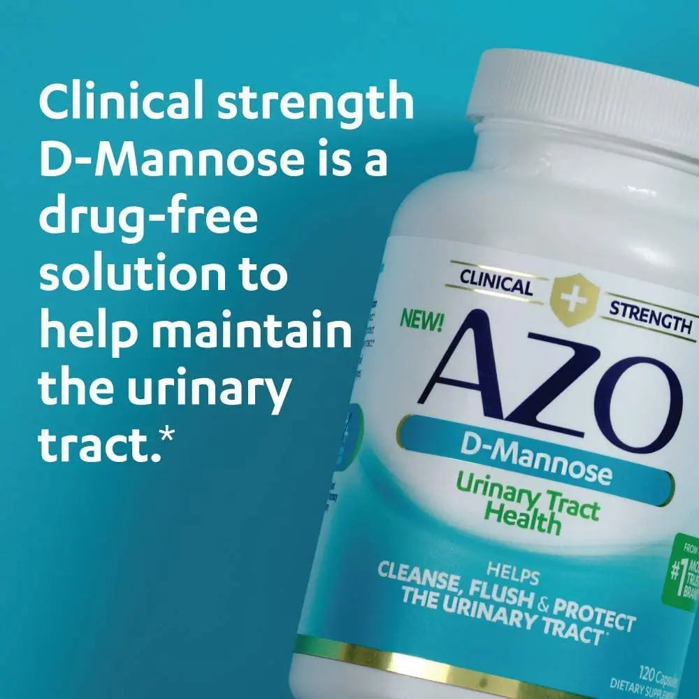 AZO D Mannose Urinary Tract Health, Cleanse, Flush & Protect The Urinary Tract, No.1 Pharmacist Recommended Brand, Clinical Strength, Non-GMO, 120 Count (Pack of 2) AZO Au supplements