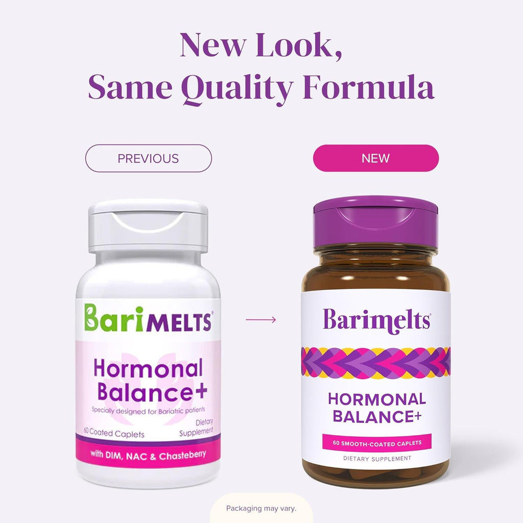 BariMelts Hormonal Balance+ for GLP-1 Users and Bariatric Patients - DIM, NAC & Chasteberry Supports Hormone Balance for Women - 60 Smooth-Coated Caplets (1-Month Supply) BariMelts Au supplements