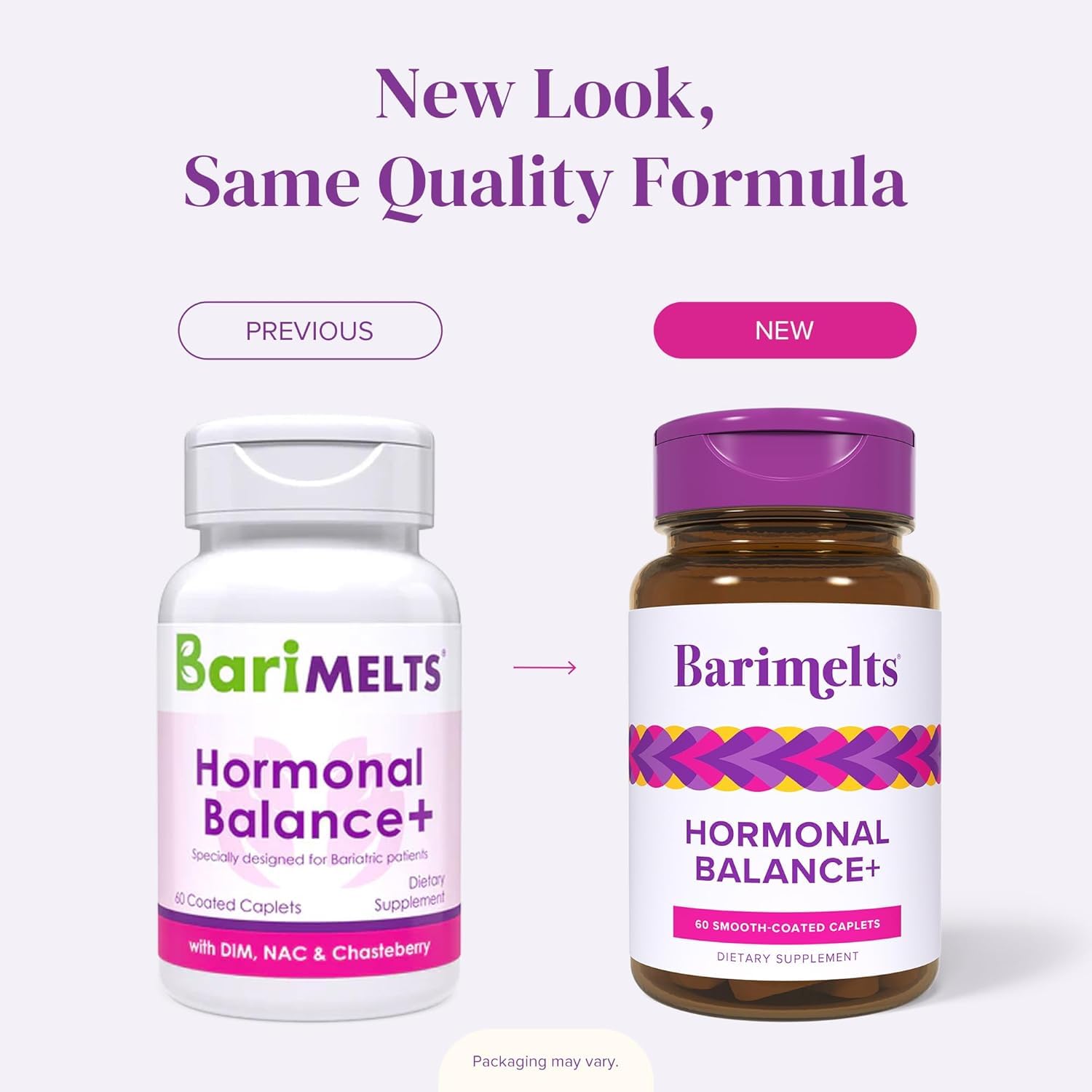 BariMelts Hormonal Balance+ for GLP-1 Users and Bariatric Patients - DIM, NAC & Chasteberry Supports Hormone Balance for Women - 60 Smooth-Coated Caplets (1-Month Supply) BariMelts Au supplements