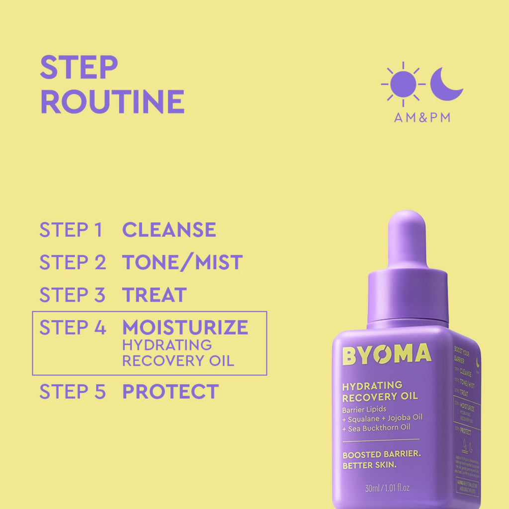 BYOMA Hydrating Recovery Oil - Luxury Face Oil with Squalane, Jojoba Oil & Seabuckthorn Oil - Instant Radiant and Glowy Skin