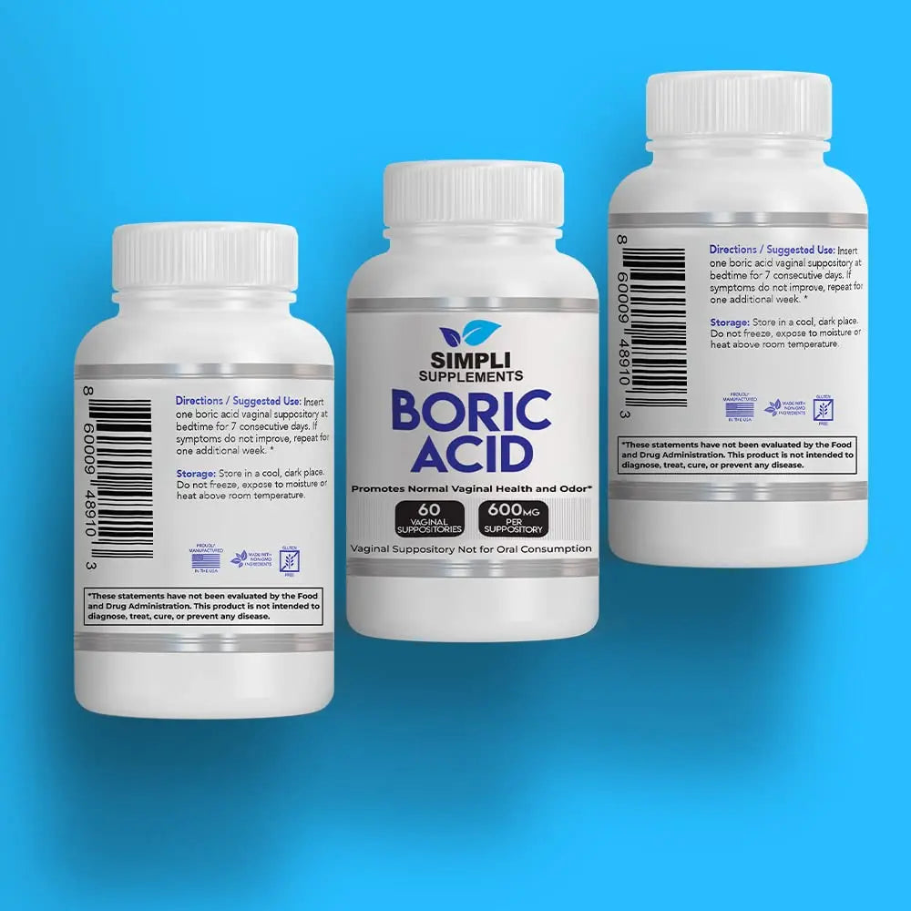 Simpli Supplements 60 Boric Acid Suppositories - Modern Support & Ancient Remedy - Scientifically Simpli Supplements Au supplements
