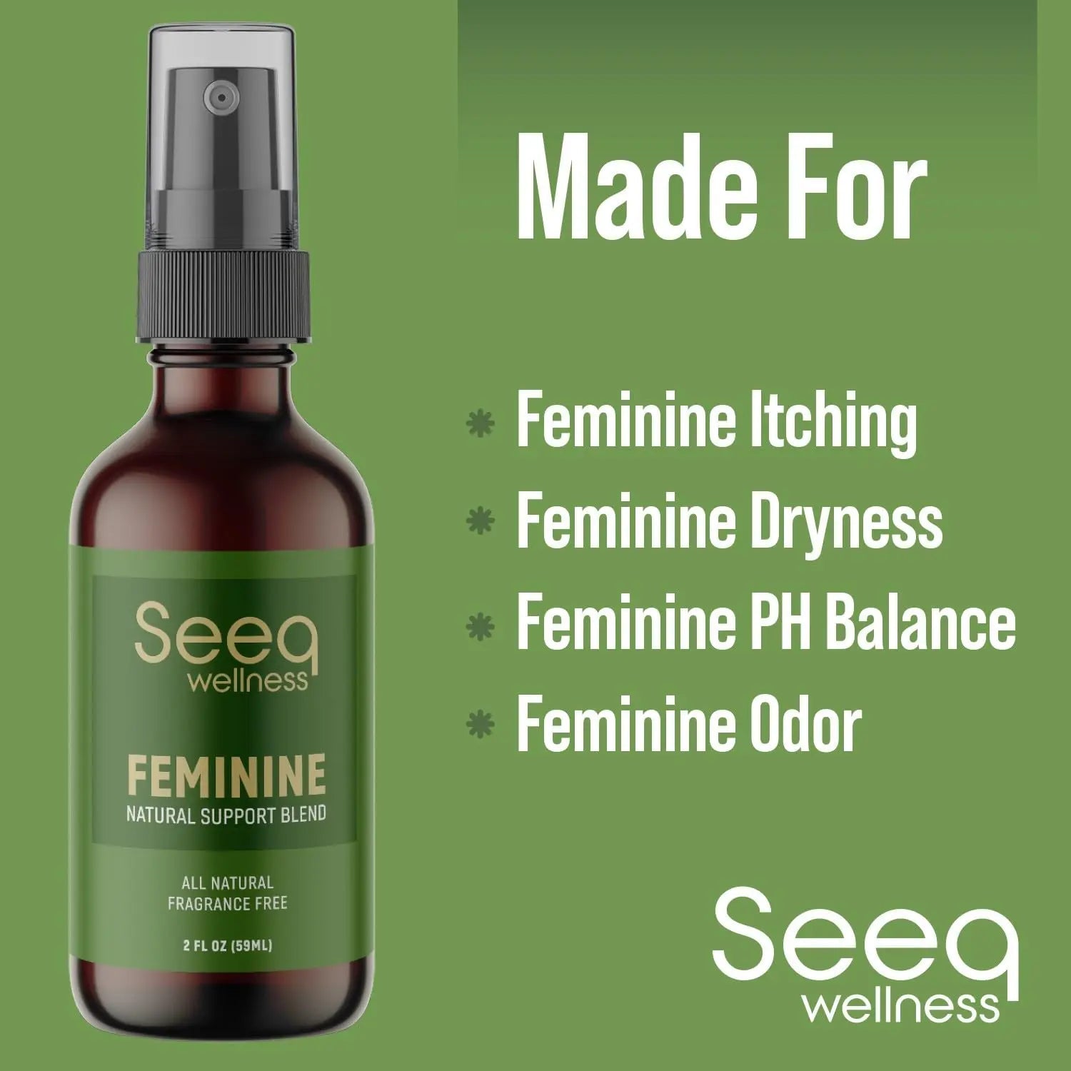 All Natural Feminine Deodorant Spray - for Vaginal Itch, Irritation & Odor - Feminine Hygiene Spray Seeq Wellness Au supplements