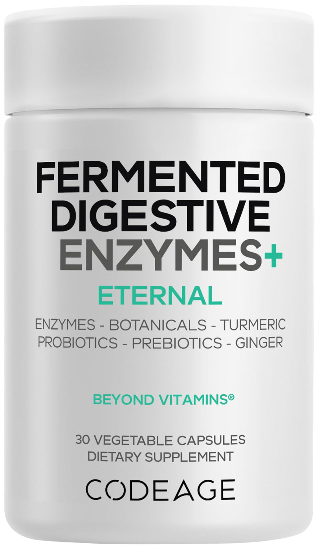 Codeage Fermented Digestive Enzymes Supplement - 14 Digestive Enzymes, Probiotics, Prebiotics, Fermented Botanicals, Plant-Based Multi Pancreatic Enzymes - 1 Capsule a Day - 30 Capsules Codeage Au supplements