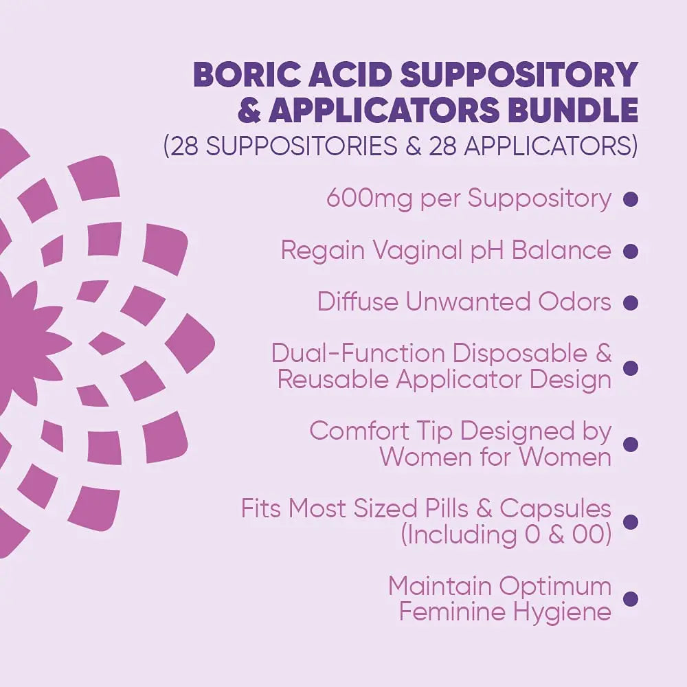 SEROVERA Seroflora Boric Acid Vaginal Suppositories 600 mg + Suppository Applicators Bundle SEROVERA Au supplements