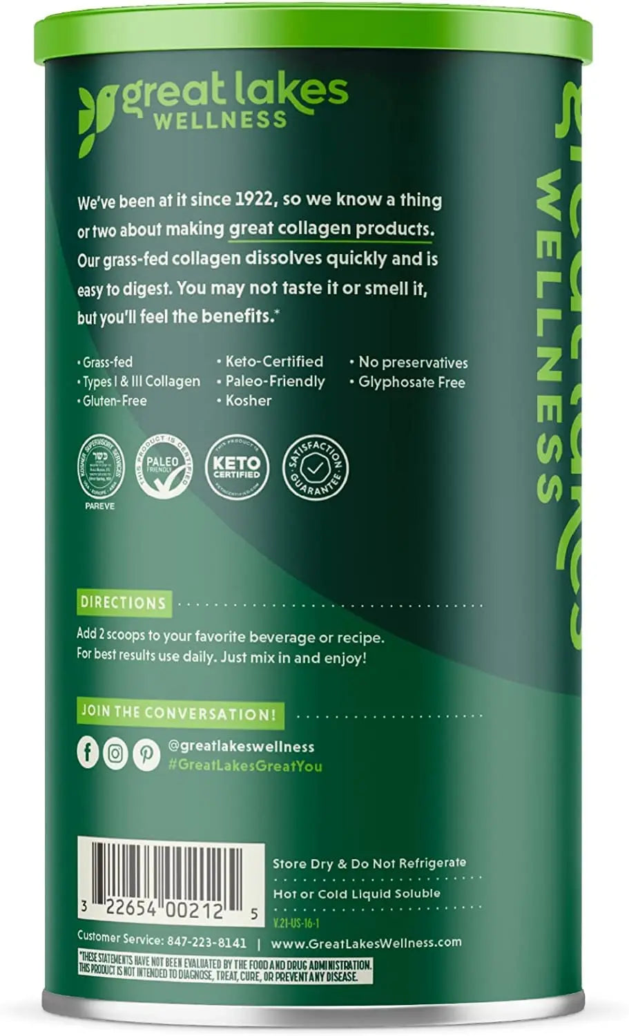 Great Lakes Gelatin Collagen Hydrolysate 454g (UK/EU Compliant can) (3) Great Lakes Gelatin Au supplements