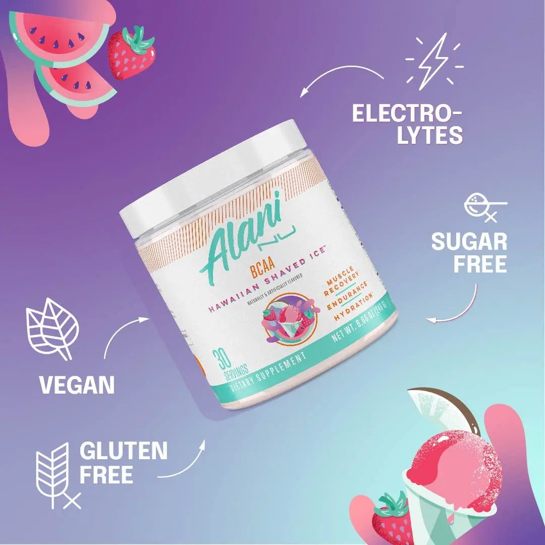 Alani Nu Rainbow Candy Pre Workout and BCAA Hawaiian Shaved Ice Post Workout Powder Alani Nu Au supplements