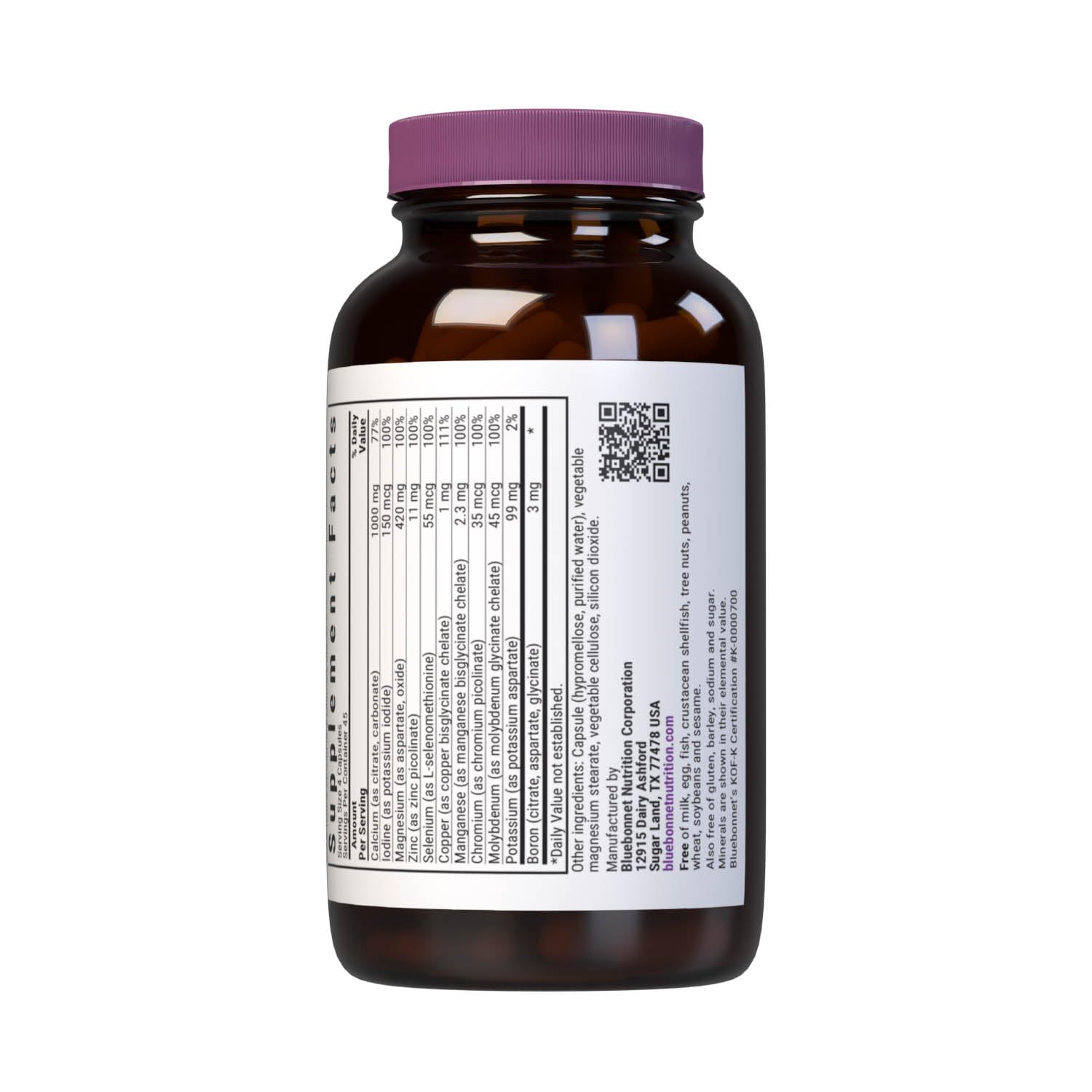 Bluebonnet Multi Minerals Supplement Plus Boron Chelated Magnesium Potassium Copper Selenium Manganese Chromium & Zinc Complex for Women & Men - No Iron, Non-GMO, Gluten-Free - 180 Vegetable Capsules BlueBonnet Au supplements