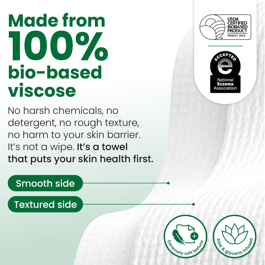 CLEAN SKIN CLUB Sensitive Skin Clean Towels® XL, Ultra-Soft Disposable Face Dry Wipes Infused with Aloe & Glycerin