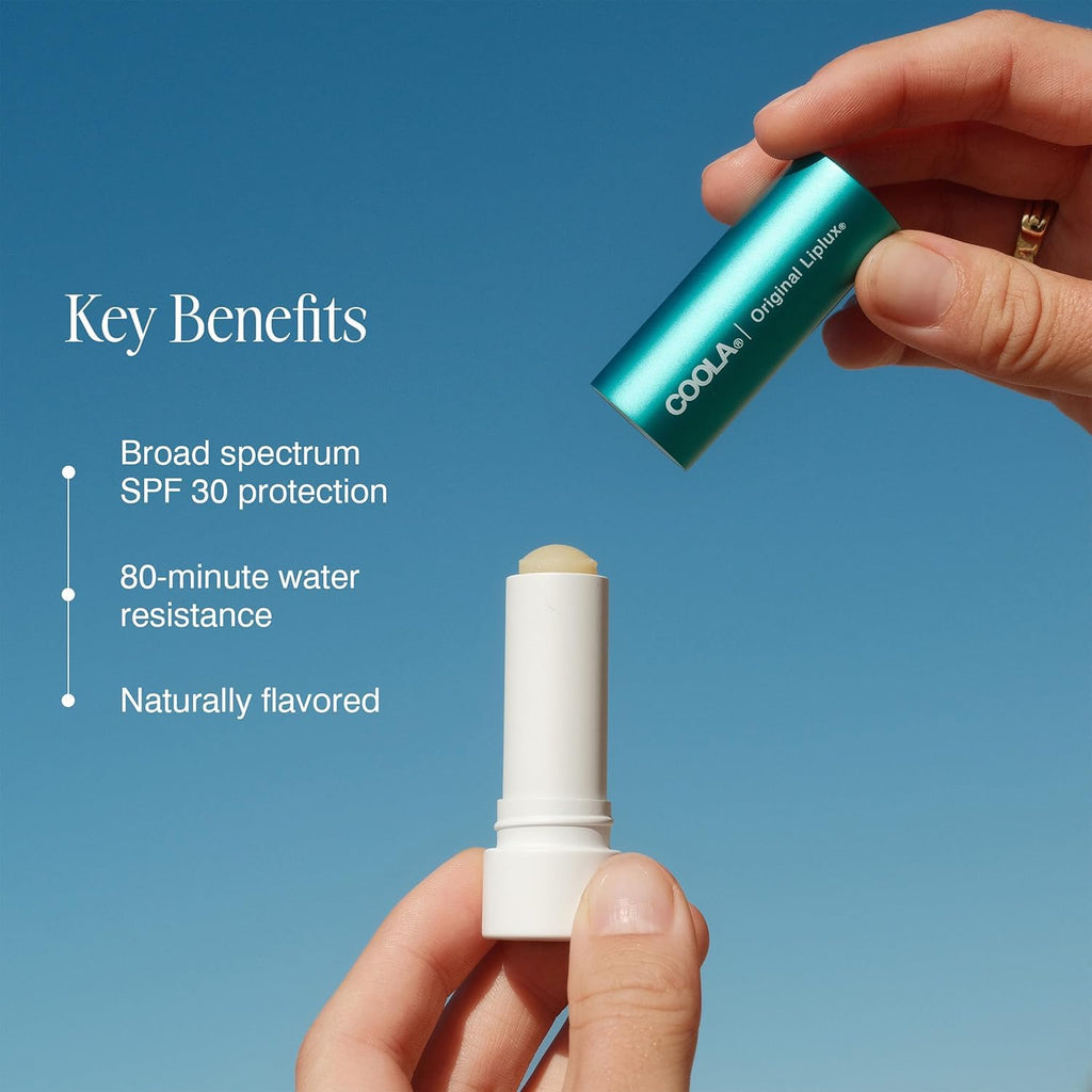 COOLA Organic Liplux Lip Balm and Sunscreen with SPF 30, Dermatologist Tested Lip Care for Daily Protection