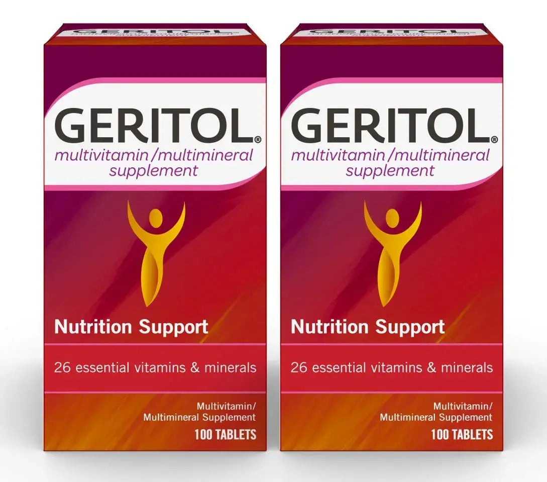 Geritol Multi-Vitamin Nutritional Support Tablets, Balance of 26 Essential Vitamins and Minerals, 100-Count Bottles (Pack of 2) Geritol Au supplements