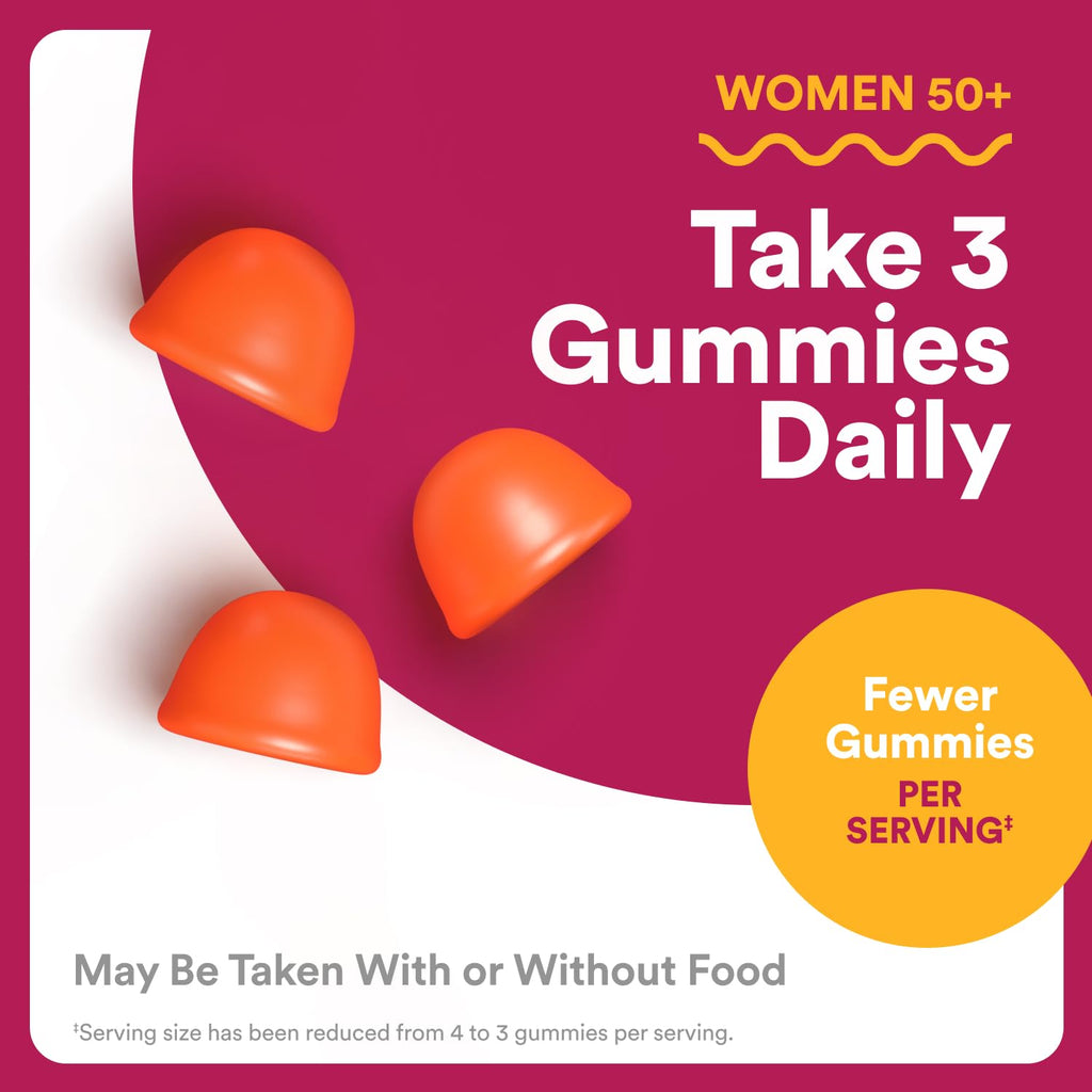 SmartyPants Multivitamin Gummy for Women 50 and Over, Omega 3 (DHA/EPA), Methylfolate, CoQ10, Vitamin D3, C, Vitamin B12, B6, A, K, Biotin