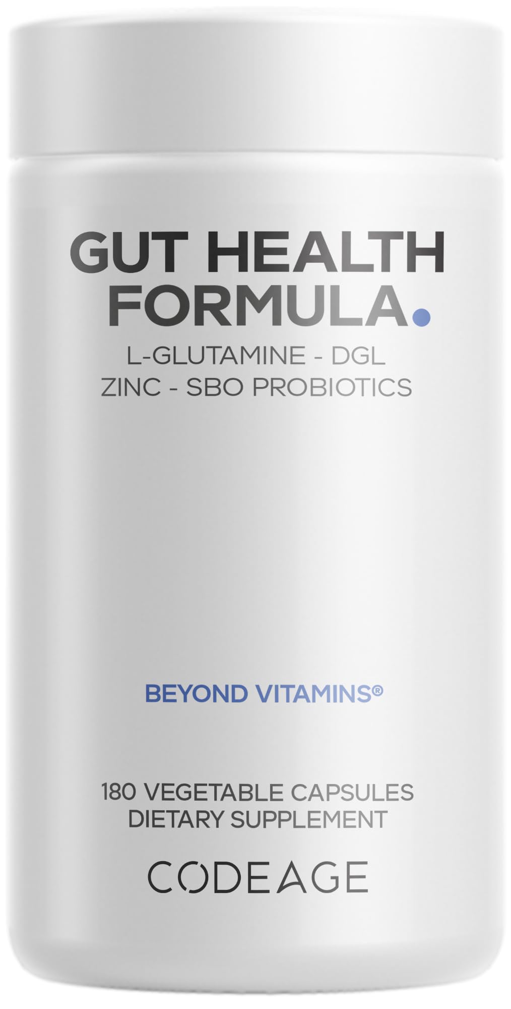 Codeage Gut Health Supplements Vegan Formula - L Glutamine, Zinc, Turkey Tail Mushroom Powder, Tonic Mushroom, Maitake, Micro Algae, Mineral,