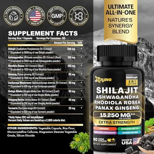 Zoyava Shilajit Pure Himalayan 9000MG,Energy Booster Ashwagandha 2000MG Zoyava Au supplements