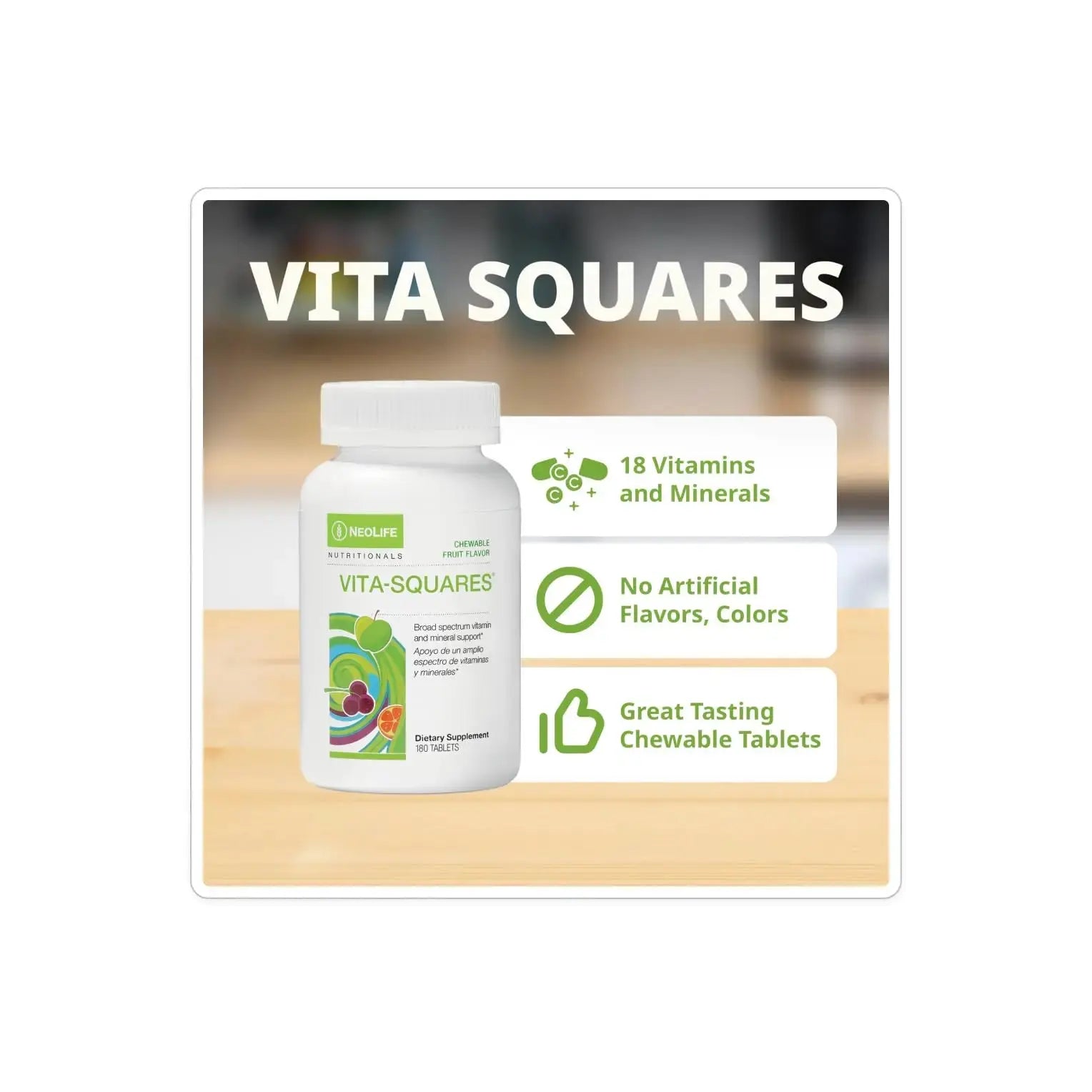 NeoLife Vita-Squares - Chewable Multivitamin for Kids, 18 Essential Vitamins & Minerals, Iron, Zinc, Vitamin D3, B-Complex NeoLife Au supplements