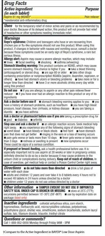 HealthA2Z® Aspirin 81 mg | DYE Free | Low Strength | 200 Counts | Pain Relief | Reduces Minor Aches Muscle Pain & Cramps | Fever Reducer | Reduces Headache | (NSAID) HealthA2Z Au supplements